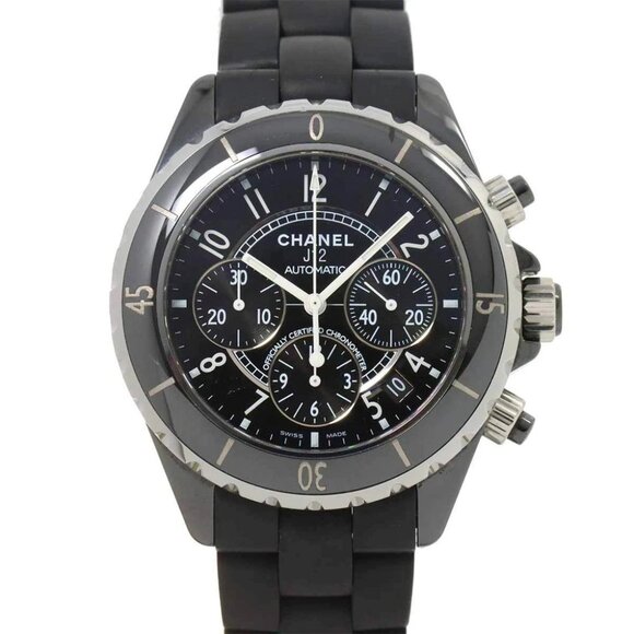 CHANEL J12 41mm H0939 Chronograph Black Ceramic Dial Mens Watch 90270619 - Picture 1 of 7